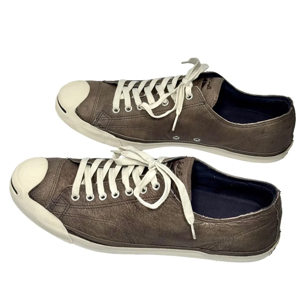 Converse Jack Purcell LP Leather Sneakers Mens 12 Gray Brown Low Top Classic